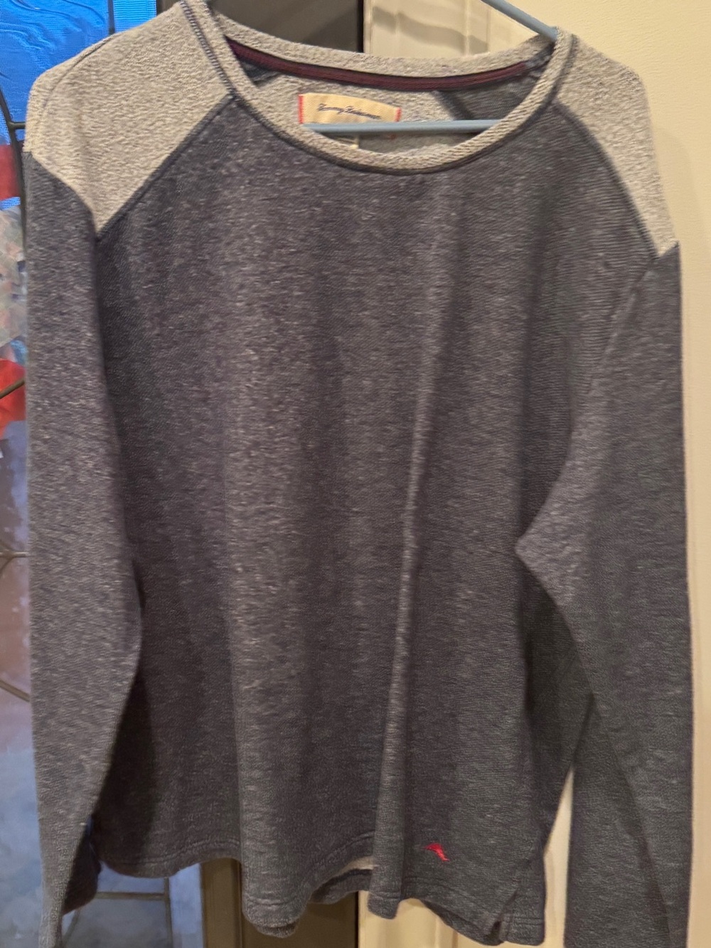 Tommy Bahama Navy and Light Gray Raglan Crewneck Sweater